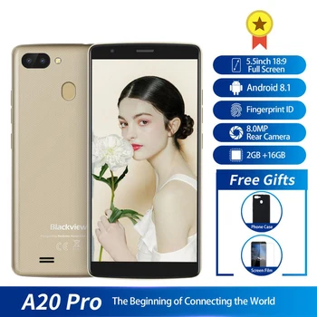 

Blackview A20 Pro Smartphone 2GB+16GB MT6739WAL Quad Core Android 8.1 5.5inch 18:9 Full Screen Fingerprint 4G Mobile Phone