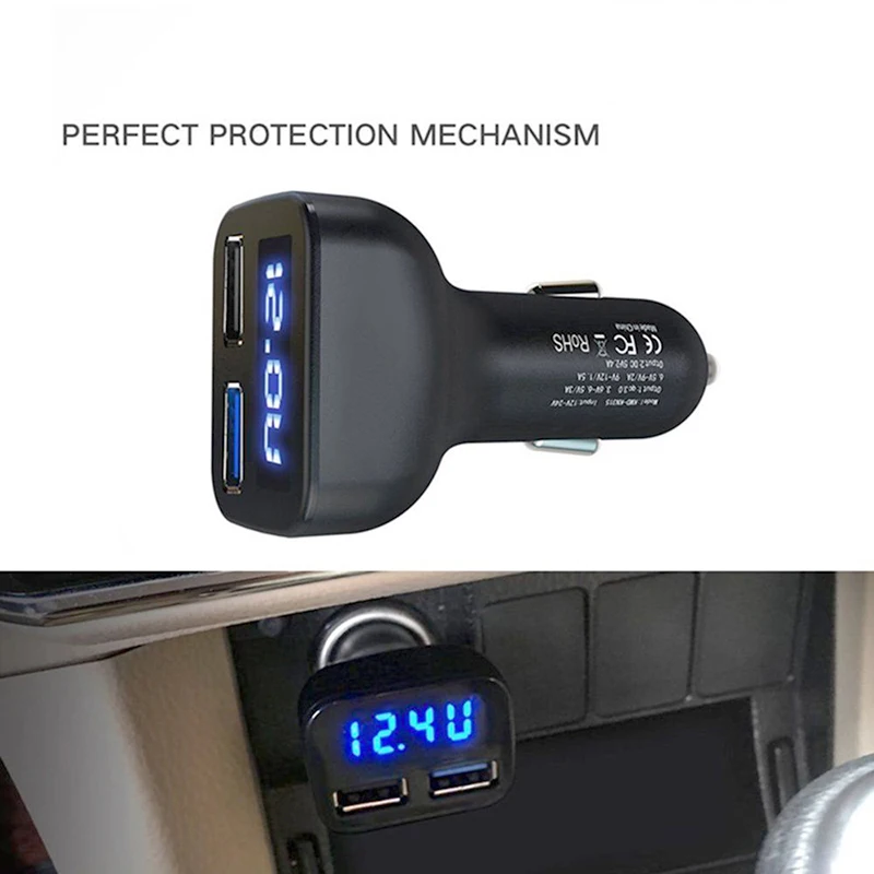 12 V-24 V Авто Вольт Ампер метр двойной USB быстрая зарядка зарядное устройство с светодиодный дисплей