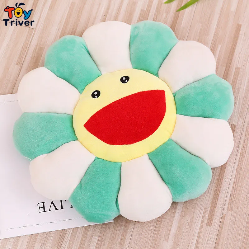 Улыбающееся лицо Подсолнух подсолнух цветок плюшевая кукла игрушка тривер подушка коврик Домашний офис автомобильный магазин Ресторан Декор подарок на день рождения - Цвет: D
