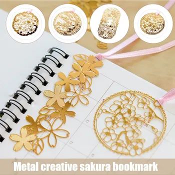 

Sakura Series Chinese Style Hollow Bookmark Metal Small Mini Brass Bookmark Pink Ribbon Book Folder DQ-Drop