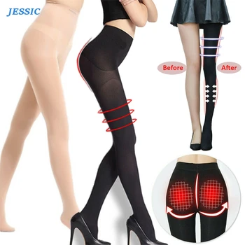 

JESSIC Down Compression Pantyhose Women Tights Lift Up Buttocks Legs Shaper Sliming Stocking