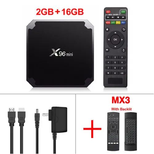 X96 Мини ТВ приставка 2 Гб 16 Гб Amlogic S905W Smart Android tv Box 7,1 2,4G беспроводной wifi 4K HD X96 мини медиаплеер телеприставка - Цвет: 2GB 16GB MX3 Backlit