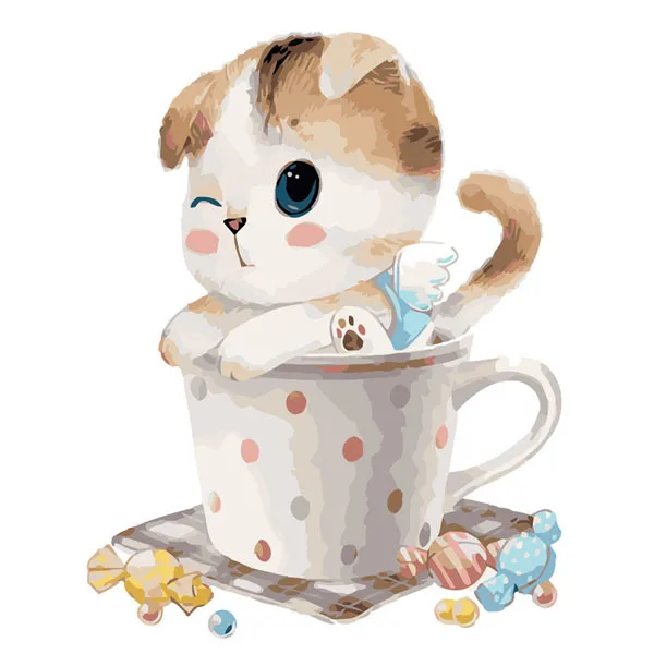 Новинка DIY обрамленная кошка детская масляная краска ing по номерам животные аниме Совы красочная краска настенная художественная картина для гостиной домашний декор