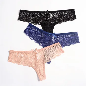

6color Gift full beautiful lace Women's Sexy lingerie Thongs G-string Underwear Panties Briefs Ladies T-back 5pcs