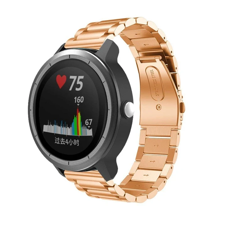 Розовое золото 18 20 мм сменный ремешок из нержавеющей стали для Garmin Vivoactive3 Vivomove 4 умный Браслет для Garmin Vivoactive 4S часы - Цвет: Розовое золото