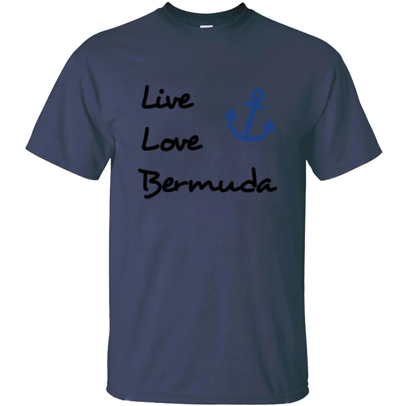 Забавная футболка с надписью «Great live love bermuda» с якорем, цветная футболка для мужчин и женщин,, Мужская футболка для отдыха, футболка с круглым вырезом, топы