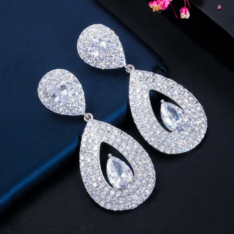ピアス Volume Water drop Earrings #5116 Gold Cubic Zirconia Drop Earrings | Gold 585 Color Zircon