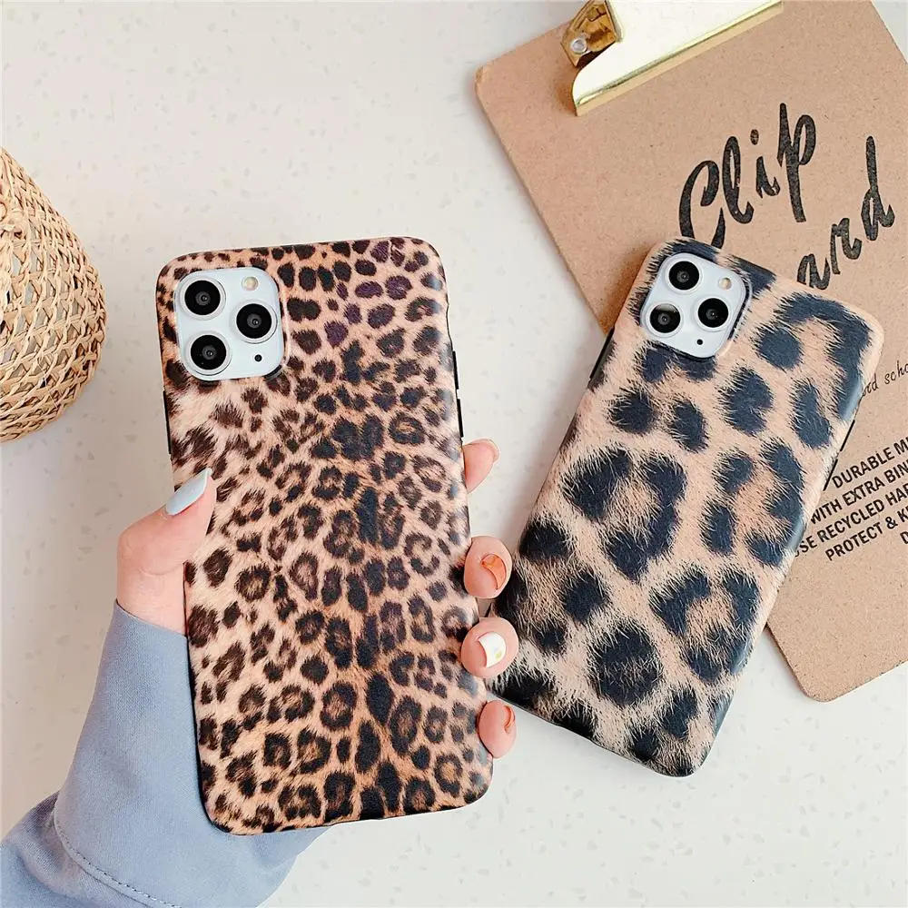 Fashion Vintage Brown Leopard Print Soft IMD Matte Phone Cases For iPhone 11 Pro XS Max XR X 10 8 7 6 6S Plus Back Cover Coque |