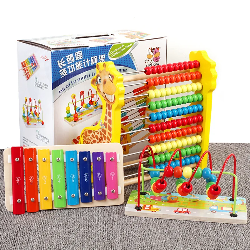 

Baby Early Childhood Educational Bead-stringing Toy Calculation Frame Toy Giraffe Knock Piano Abacus Wooden Children'S Education