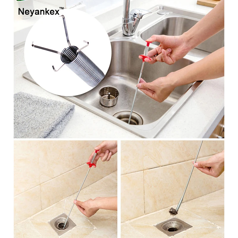 Spring Pipe Tools 60cm Long Sewer Cleaning Wire Household Bendable Sink Tub Toilet Dredge Bathroom Kitchen tools |