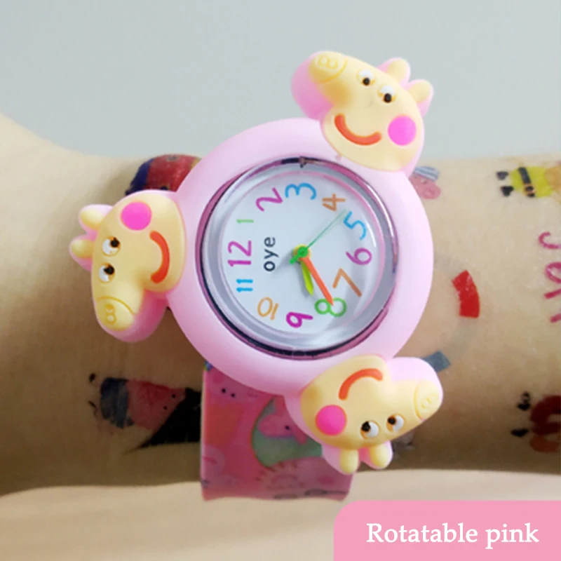 Peppa Pig силиконовые детские часы с героями мультфильмов вращающийся гироскоп часы-игрушка ремешок печать фигурка электронные кварцевые наручные часы