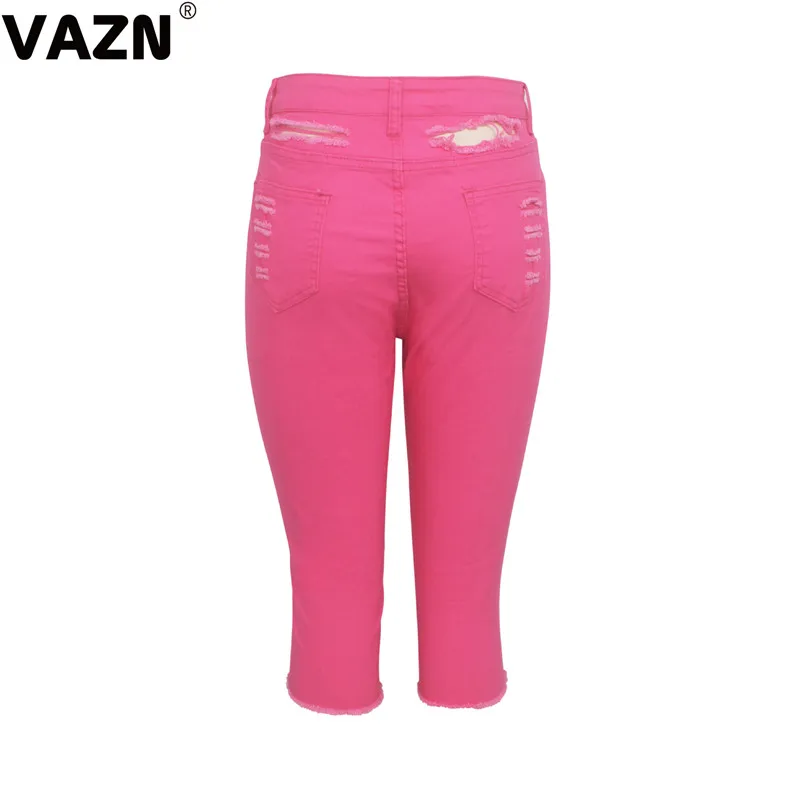 VAZN GHSF12076 новые юные сексуальные открытые модные уличные модные розовые джинсы с высокой талией женские тонкие укороченные брюки
