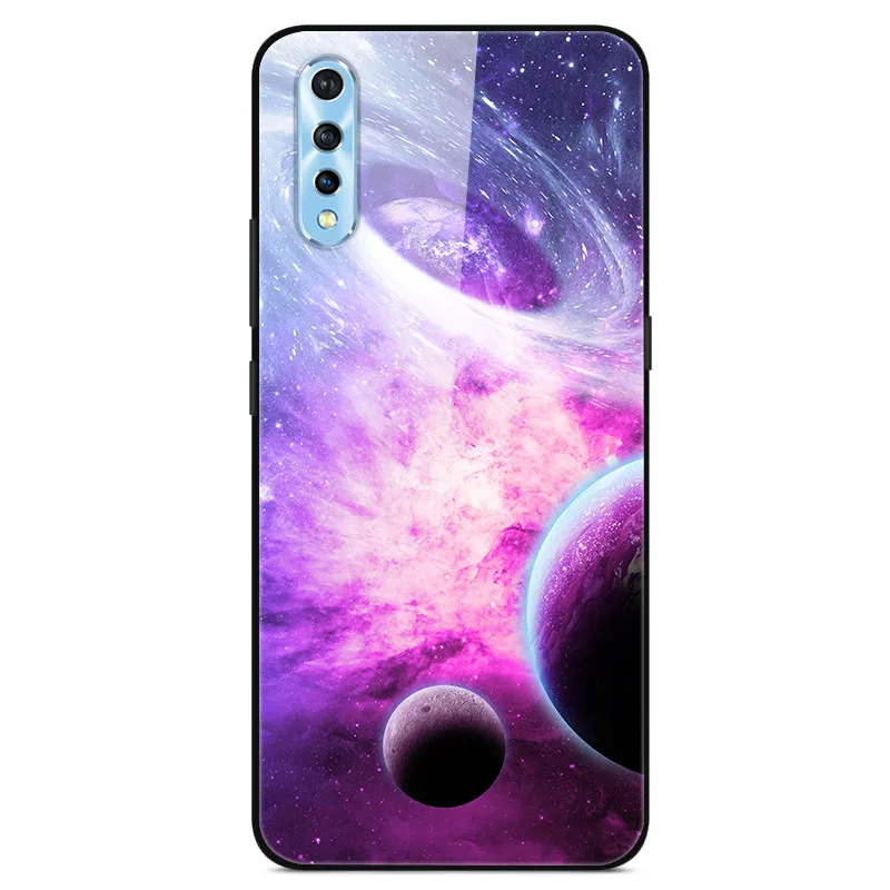 Окрашенная стеклянная крышка для Vivo V17 neo чехол силиконовый бампер закаленный ЧЕХОЛ ДЛЯ Vivo Y7S Z5 крышка для Vivo S1 чехол Funda S 1 Capas