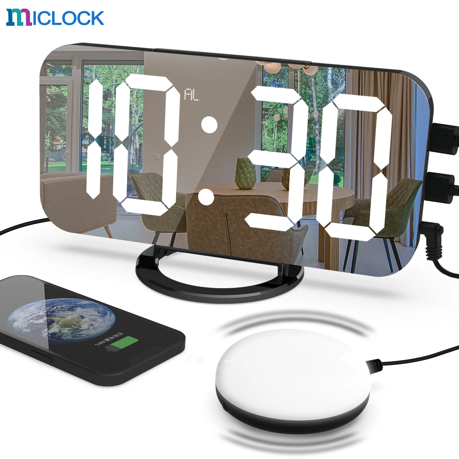 MICLOCK 2022 Новый цифровой будильник с напоминанием о вибрации большой светодиодный