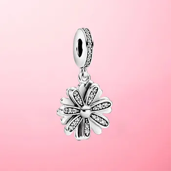 

Real 925 Sterling Silver Sparkling Daisy Flower Dangle Charm Beads fit Original Pamura Charms Bracelet Pendant Necklace Jewelry