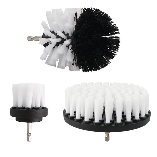 2/3.5/4/5'' Brush Attachment Set Power Scrubber Brush Car Polisher Bathroom Cleaning Kit with Extender Kitchen Cleaning Tools 3pcs white