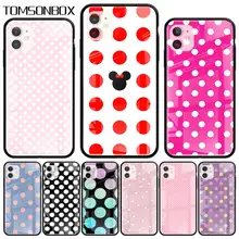 Cases For Apple iphone 12 11 Pro Max 12 Mini Tempered Glass Fundas For SE 2020 XR XS X 7 8 6 6S Plus Cover Polka dots Bag Shell