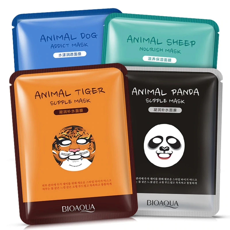 

BIOAQUA 1 Pcs Skin Care Sheep/Panda/Dog/Tiger Facial Mask Cute Animal Face Masks Deep Moisturizing Oil Control Brighten Skin