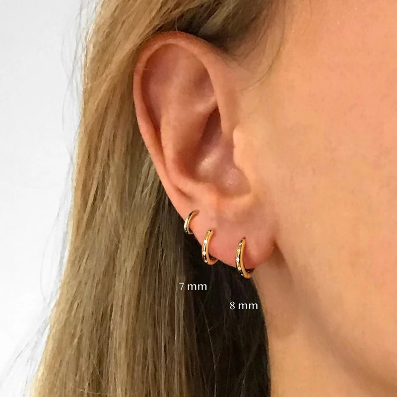 CANNER 6/7/8mm Hot Sale 925 Sterlig Silver CZ Zircon Hoop Earrings For Women Round Piercing Earring Earings Jewelry Pendientes