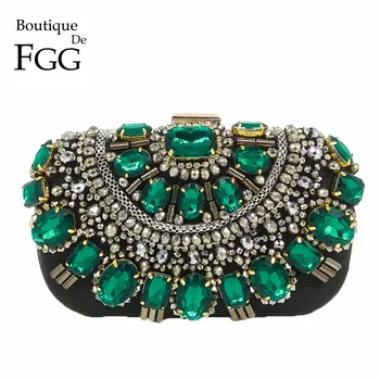 

Famous Brand Women Handbags Black Crystal Evening Purse Metal Clutches Silver Beaded Bridal Wedding Box Clutch Bags Bolsos Mujer