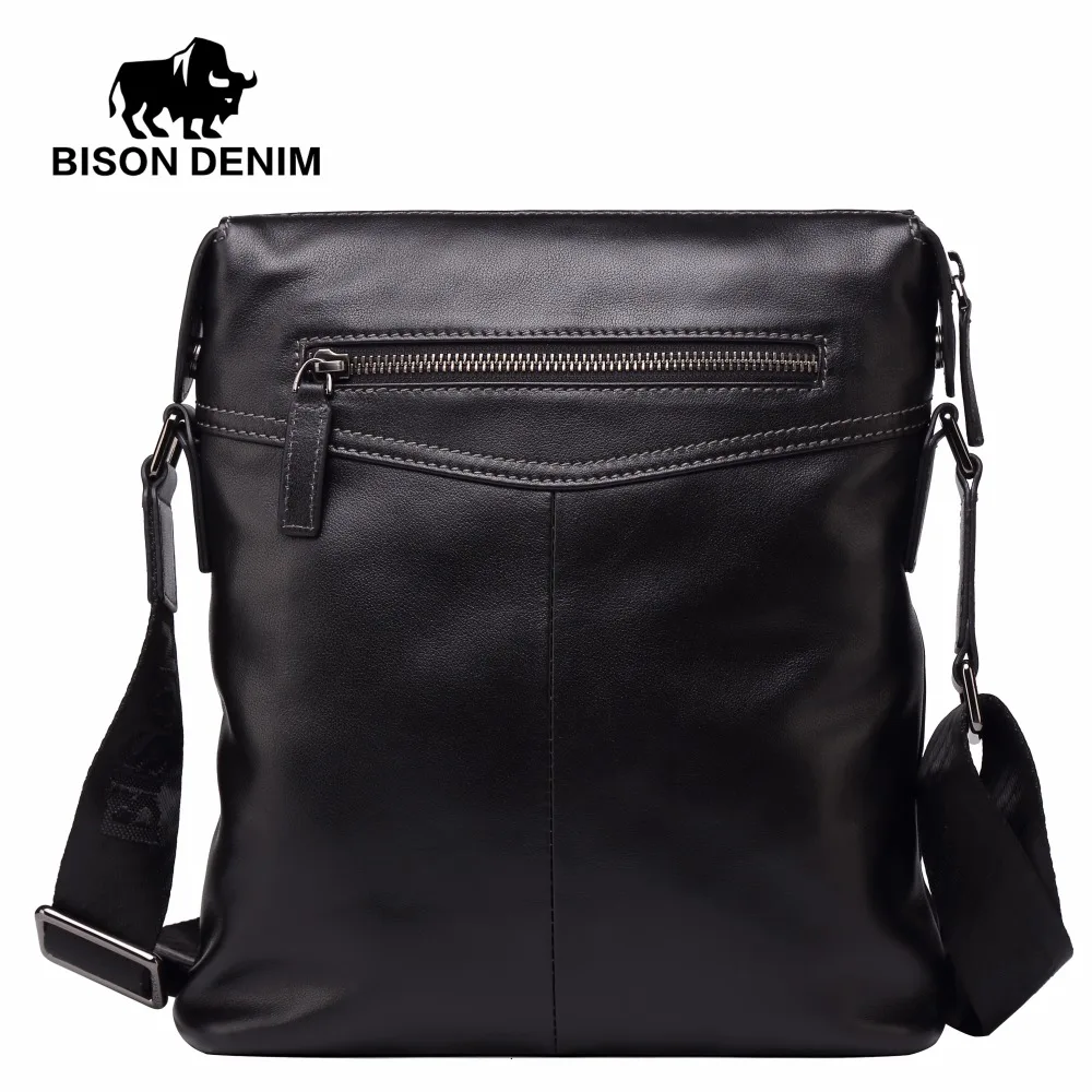 Мужская сумка через плечо BISON DENIM черная модная Роскошная брендовая мессенджер из