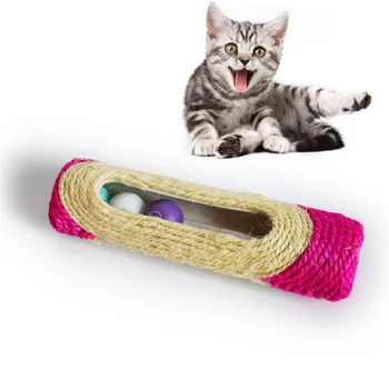 

Trainig Kitten Toy Sisal Tube with Balls Biting Resistance Exercise Rolling Cat Scratch Board Grinding Claws Entertainment Tool