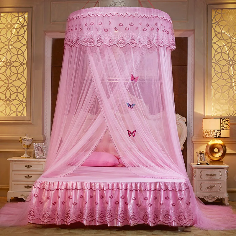 

Bed Tent Mesh New Palace Hung Mosquito Net Portable Princess Bed Curtain Lace Repellent Insect Canopy Net Home Textile Polyester