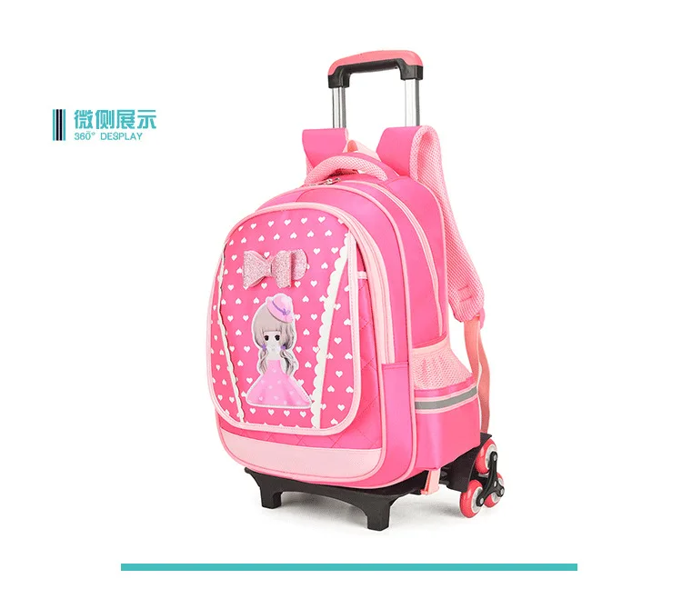 Детская сумка на колесиках Для женщин трехколесный Deconstructable восхождение по лестнице Милый молодой студента рюкзак вспышки двухколесный на беха