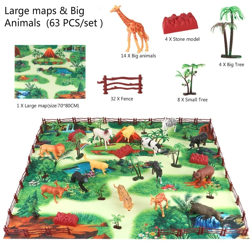 Children's educational early education simulation animal model boy dinosaur world game carpet toy 4