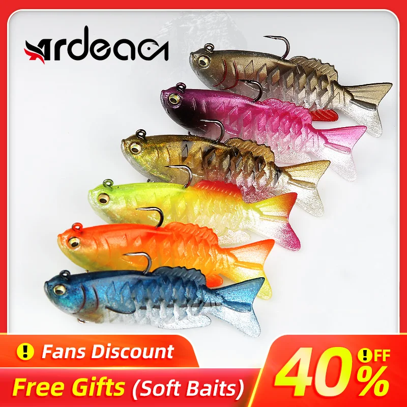 

Ardea Jumping Fish Lures Lead Head with 2Treble Hook Artificial Silicone Wobbler Worm Shad Bait Bass Carp jigging Fishing Tackle