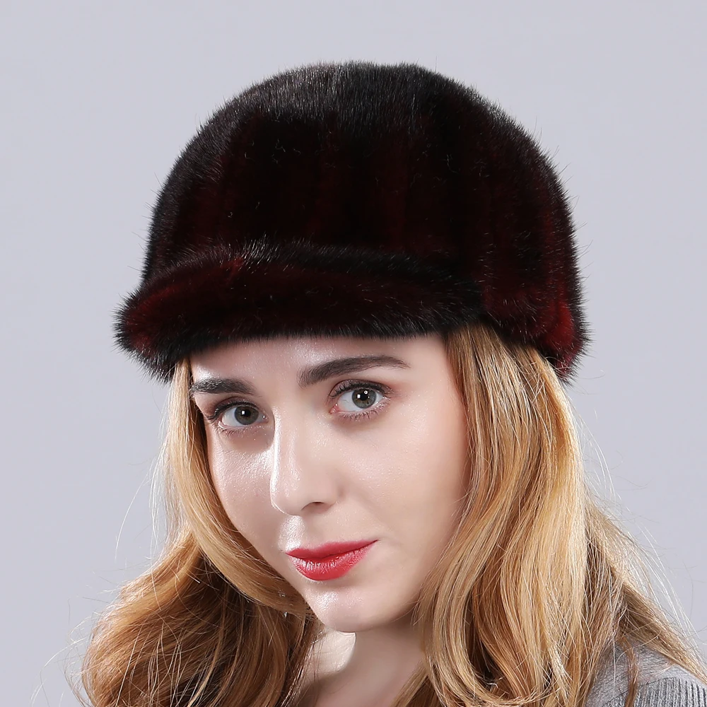 Новое поступление Женская норковая меховая шапка модная женская натуральная норковые шапки зимние повседневные меховые бейсболки