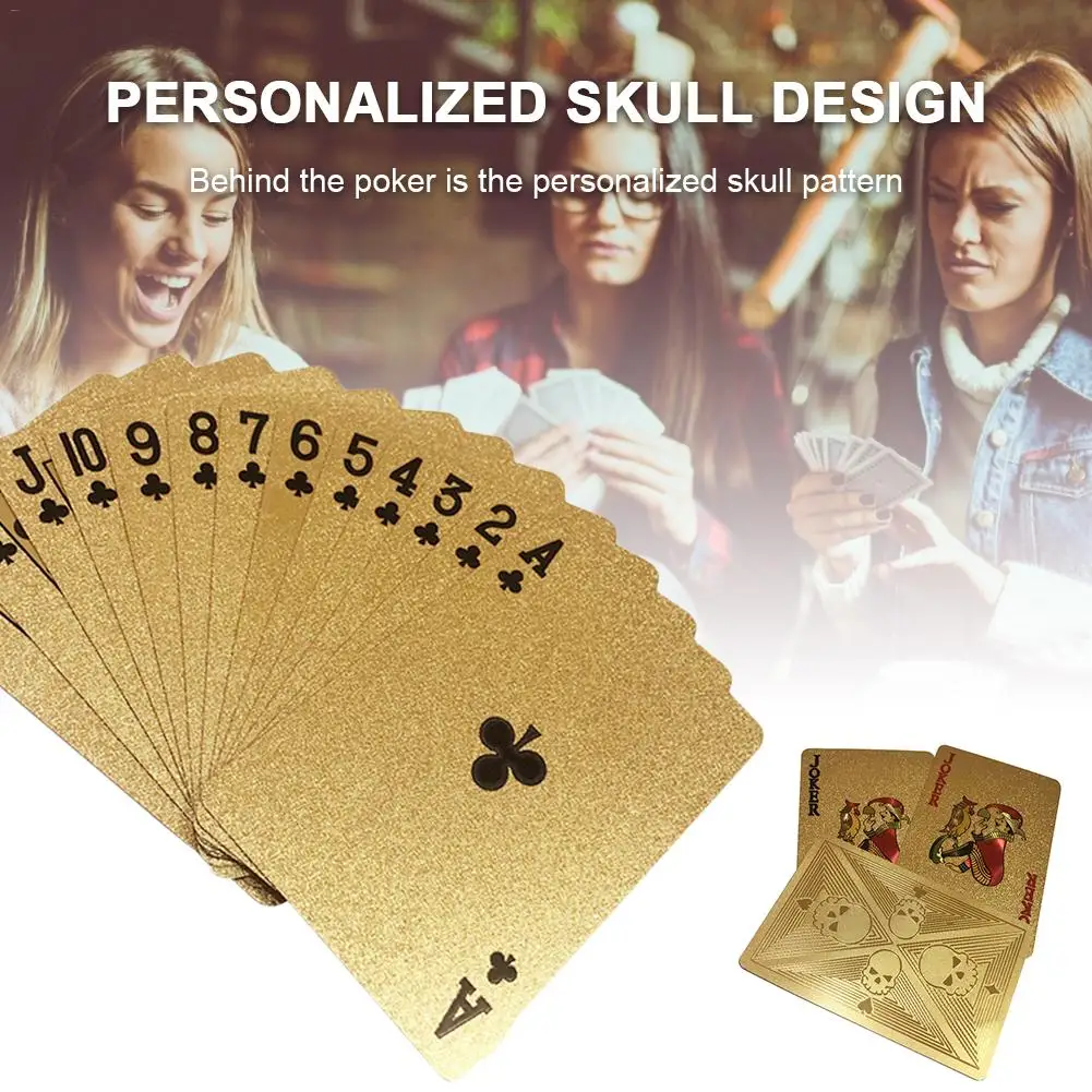 Gold Foil Poker Card Playing Cards Waterproof Plastic Card For Entertainment Magic Props Games Party 57MM*88MM Gold Foil Poker Card Playing Cards Waterproof Plastic Card For Entertainment Magic Props Games Party 57MM*88MM