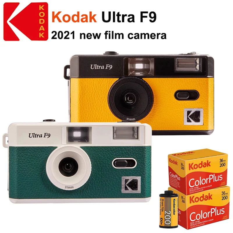 

Новинка KODAK винтажная пленка в стиле ретро Ultra F9 35 мм многоразовая пленочная камера желтая/темно-ночная зеленая + 135-36 35 мм цветная пленка 200