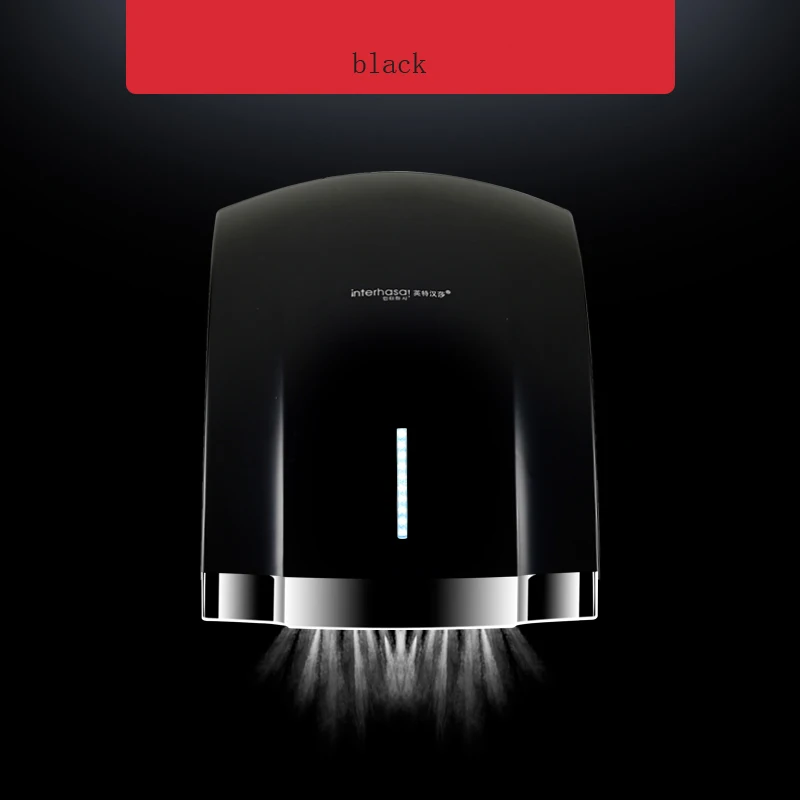 Черный Полностью автоматическая сушилка для рук Индукционная Бытовая ванная комната горячая и холодная переключение простая установка - Цвет: Черный