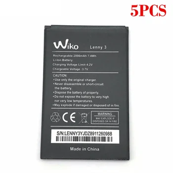 

100% Original 5PCS 2000mAh 3702 Replacement Battery Batterie For Wiko Lenny 3 / Wiko Jerry 3702 Cell Mobile Phone Batteries