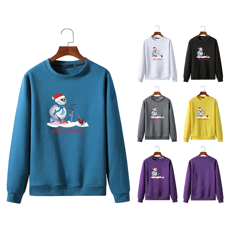 2022 new men's round neck long-sleeved sweater fashion Christmas series printed sweater