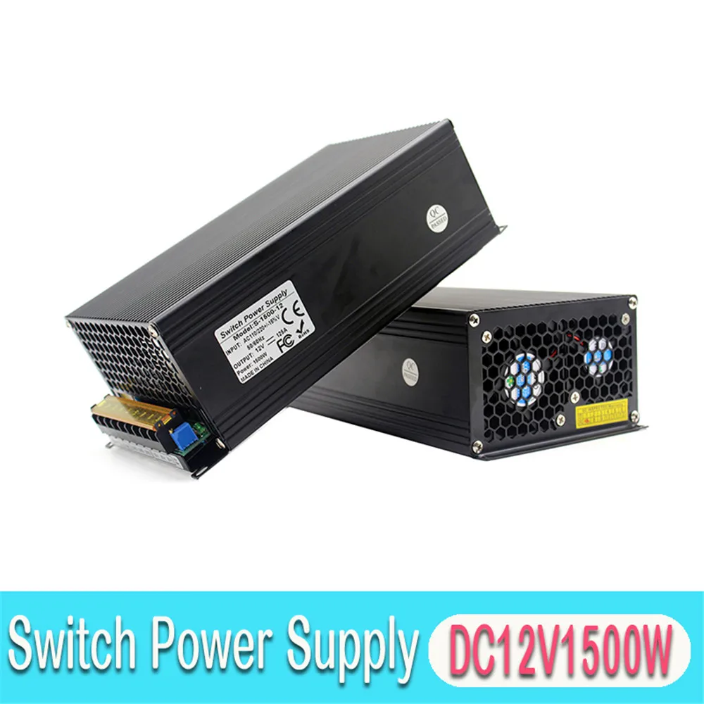

12 Volt Power Supply Switching 12V 125A 1500W Led Driver Transformer 100-240V AC-DC SMPS for Strip Light CCTV Monitor