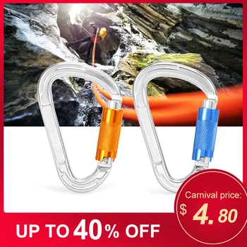 

25KN Twist Locking Gate Carabiner Certified Auto Lock Carabiner D-ring Buckle Rappelling Canyoning Climbing Hammock Locking Clip