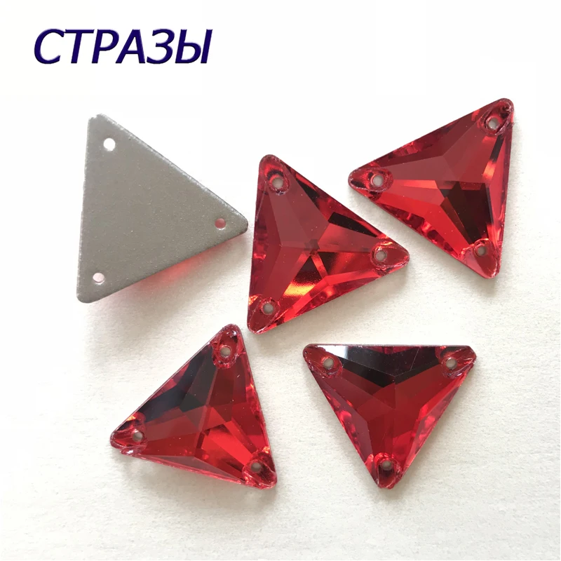 

CTPA3bI 3270 Triangle All Sizes Light Siam Sew On Rhinestones Crystal Stone Flat Back DIY Red Beads Accessories