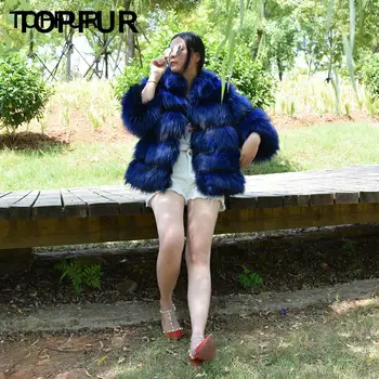

TOPFUR 2019 New Fashion Coat For Women Natural Silver Fox Fur Coat Luxury Winter Thick Real Fur Jacket Basic Jackets Outerwear