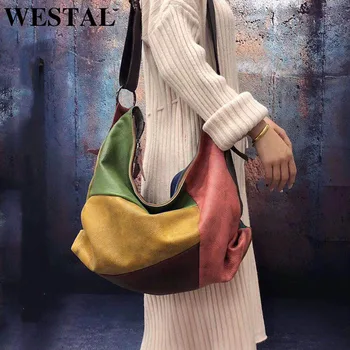 

WESTAL women's handbag genuine leather tote bag luxury handbags women bags designer female shoulder bag large bags for women 515