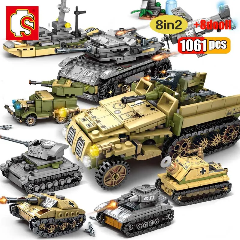 SEMBO 1061 шт Военный танк с железной империей 8 в 2 конструктора техника армии оружие