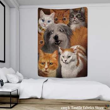

lovely Cats And Dogs Tapestry Warm Family Series Custom Tapestries Beach Towel Art Tapestries Dorm Home Decor