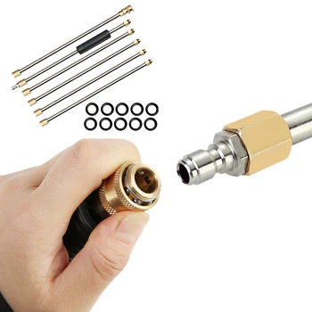 

6pcs Rod Stainless Steel 4000psi Adjustable Lance Car Wash Replacement Extension Wand Set Tube Power Pressure Washer Tool Home