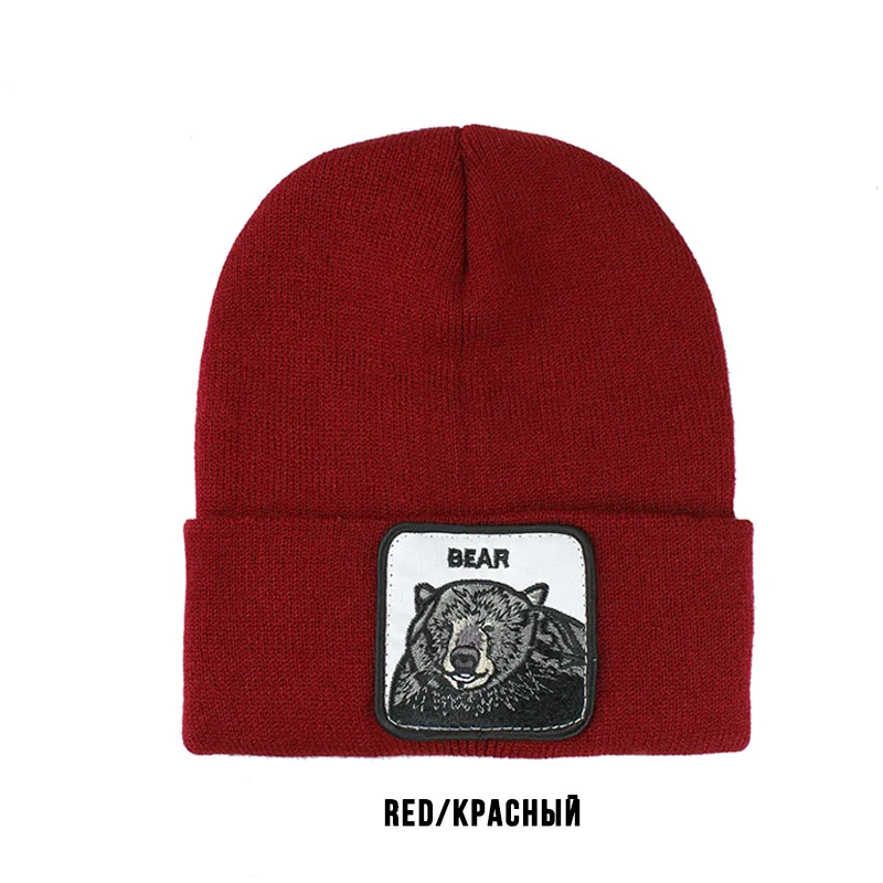 [FLB] Новая Вязаная шапочка животное женское теплое зимнее Вязание шапки для мужчин кепки в стиле хип-хоп Лыжная Шапочка дамская шляпа без полей - Цвет: F388  Red