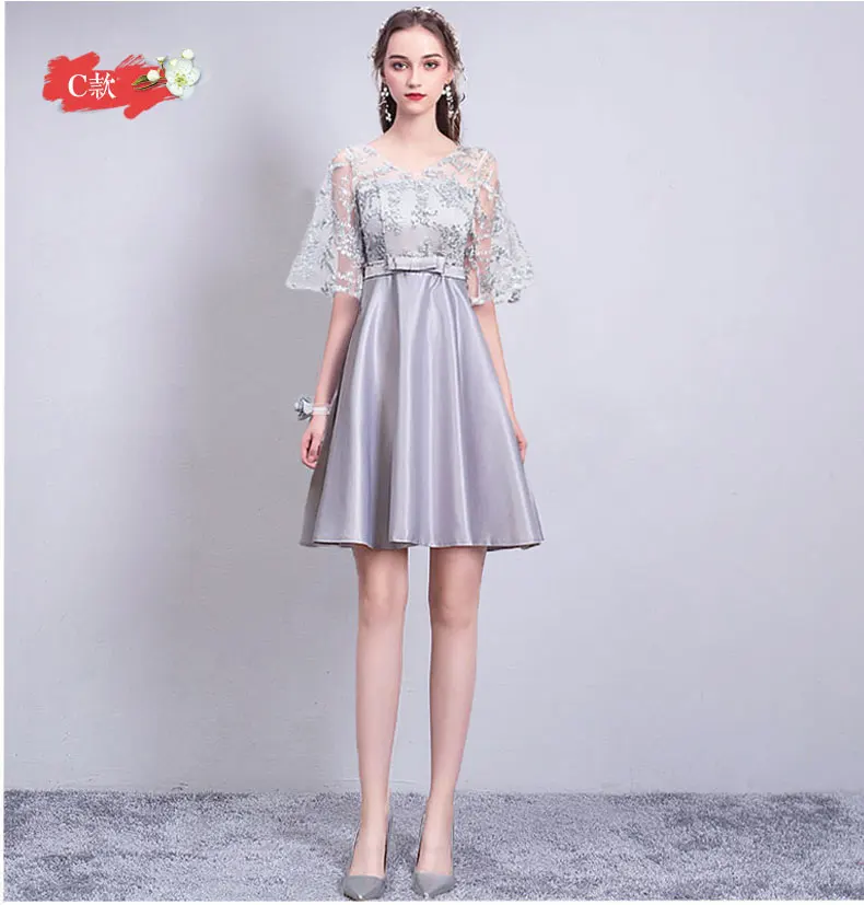 

Vestido Azul Marino V-neck Short Frocks Burgundy Bridesmaid Satin Dress for Wedding Party for Woman Sexy Prom Dressse Sister