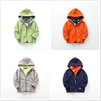 

2020 Children Fall Winter New Fleece Zipper Hooded Jacket Boys and Girls 3-7T Outdoor Sports Tops Kids Clothes