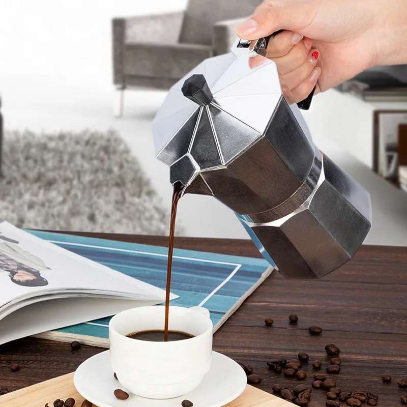 

50/100/150/300/450/600ml Aluminum Coffee Maker Durable Moka Cafeteira Expresso Percolator Pot Practical Moka Coffee Pot#6