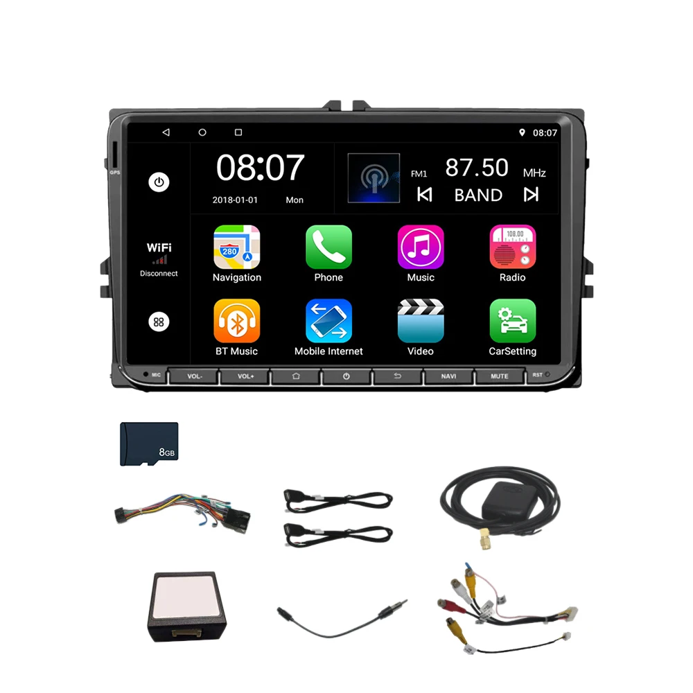 Автомагнитола 2 Din 9 дюймов Android 8 0 Gps для Volkswagen/Passat/Golf/Skoda/Seat Wi-Fi Bluetooth (с памятью ГБ) |