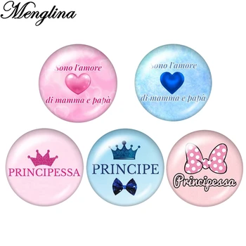 

50pcs Mixed Round Cartoon Italy Principessa Principe Flat Back Glass Cabochon for Little Girls Hair Bow Centers Jewelry Findings
